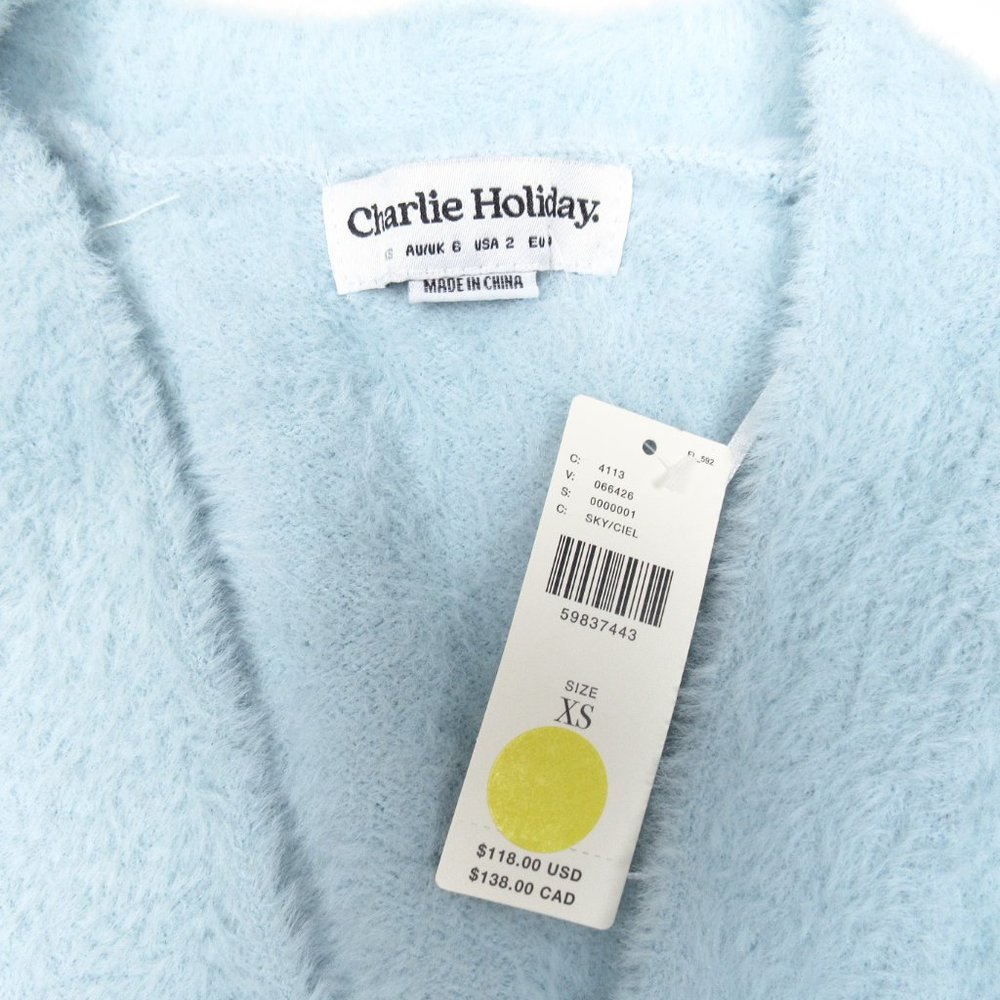 Anthropologie Charlie Holiday Miena Eyelash Cardigan Soft Sky Blue XS - Picture 8 of 8
